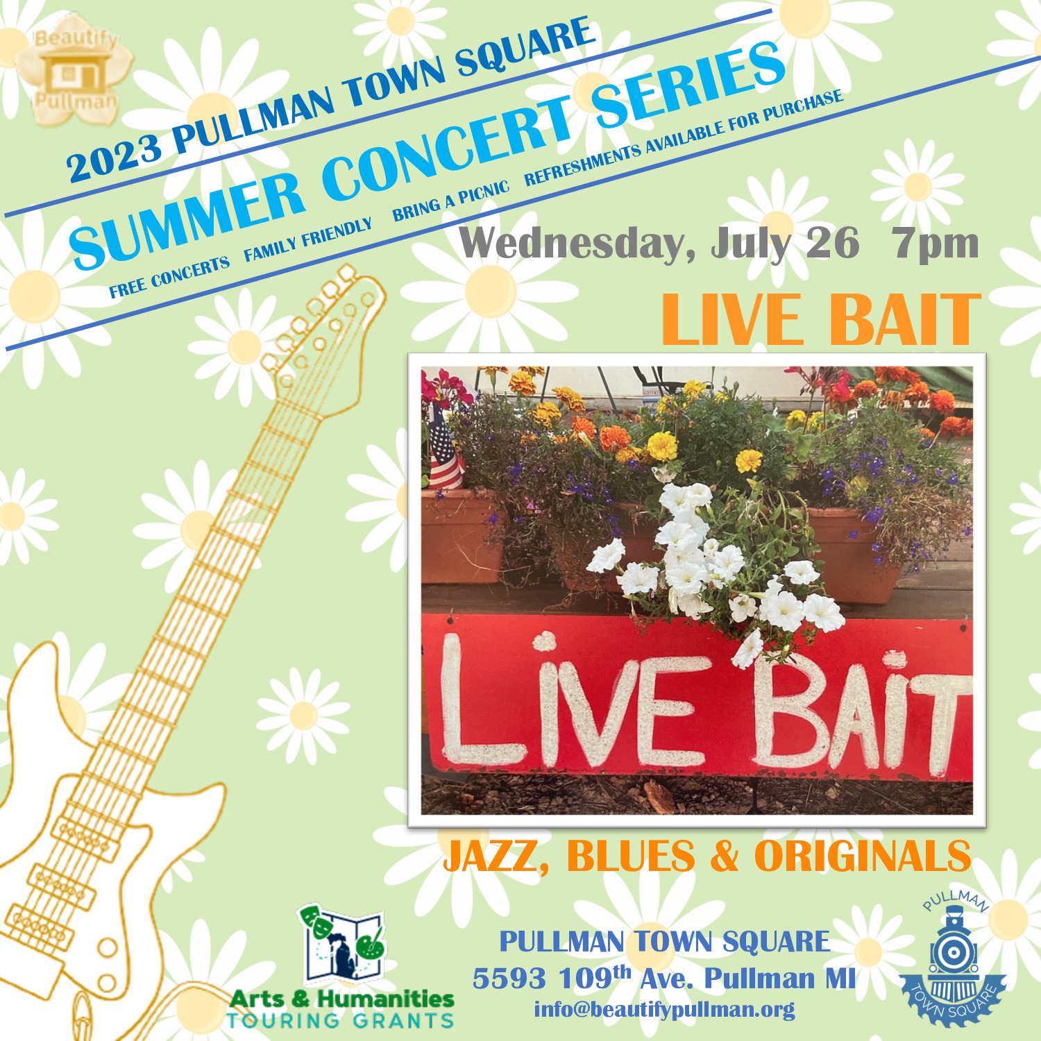 Pullman Square Summer Concert Series Live Bait playing Jazz, Blues